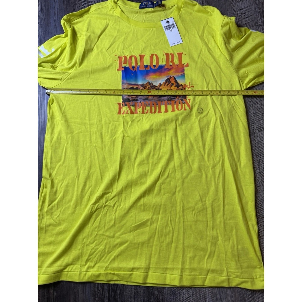 Polo Ralph Lauren Shirt Mens LT Yellow RL 67 Expedition Trail RIver Raft Climb - Picture 3 of 8